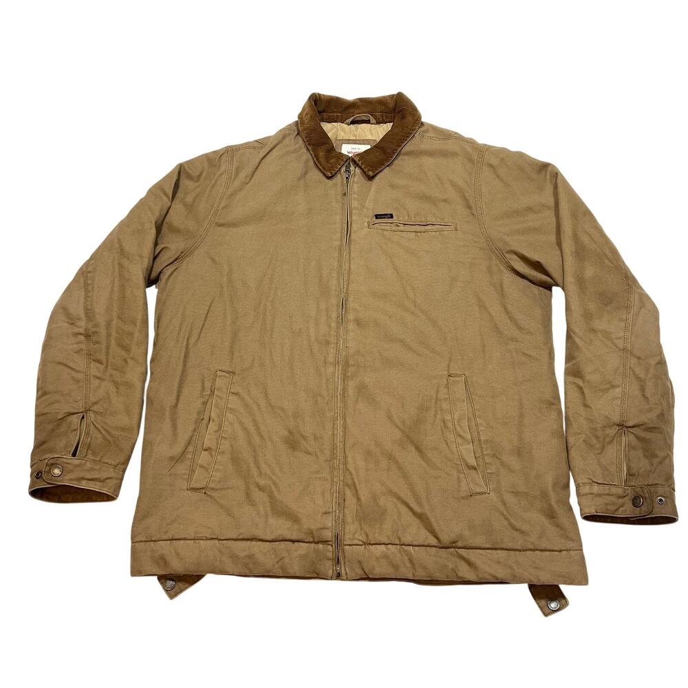 Wrangler Canvas Workwear Jacket Large Brown Quilted Lined Corduroy 1795787